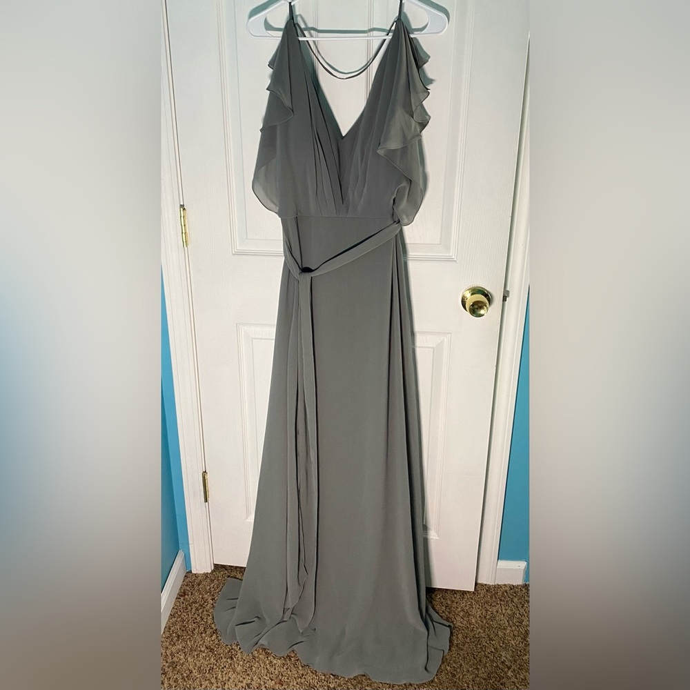 NWT Grey Charolette Chiffon Vneckline Long Dress - Picture 10 of 10